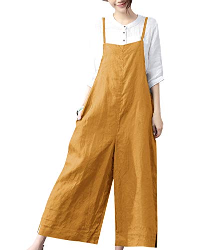 YESNO Damen Latzhose mit Beiläufig Retro Oversize Loose Hose Größe Baggy Jumpsuit Sommerhose (XXL PZZTYP2DE GINGER) von YESNO