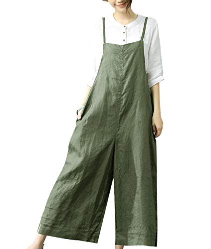 YESNO Damen Latzhose mit Beiläufig Retro Oversize Loose Hose Größe Baggy Jumpsuit Sommerhose (4XL PZZTYP2DE ASH GREEN) von YESNO