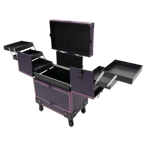Kosmetikkoffer Große Friseurkoffer Kosmetik Trolley Make up Koffer Mit Rollen Abschließbarer Schminkkoffer Damen Für Friseure Visagisten Nageltechniker 37 * 24.3 * 101cm von YESTAIM
