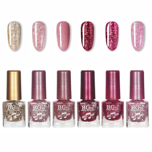 Semi Permanenter Gel Glitzer Nagellack Set 6 Farben Schnell Trocknender & Lang Anhaltender Nail Polish Ohne Uv Licht Glitzer Strahlende Nagellack Für Anfänger Nagelstudio Diy Zuhause von YESTARTDS