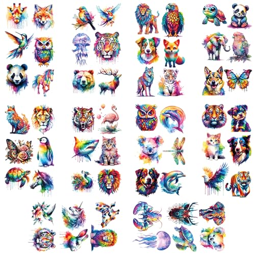 Wasserfarben Tiere Temporäre Tattoos 10 Blatt Bunt Fake Klebe Tattoo Aufkleber Körper Arm Schulter Temporäre Tattoos Aufkleber Persönlichkeit Aquarell Tier Tattoo Aufkleber Für Männer Und Frauen von YESTARTDS