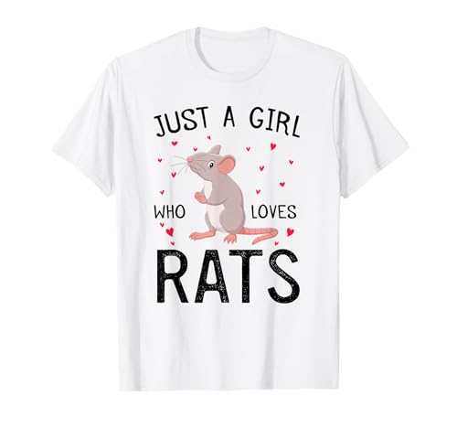 Ratte mit Herzen Grafik Nur ein Mädchen, das Ratten liebt T-Shirt von YESWEAR