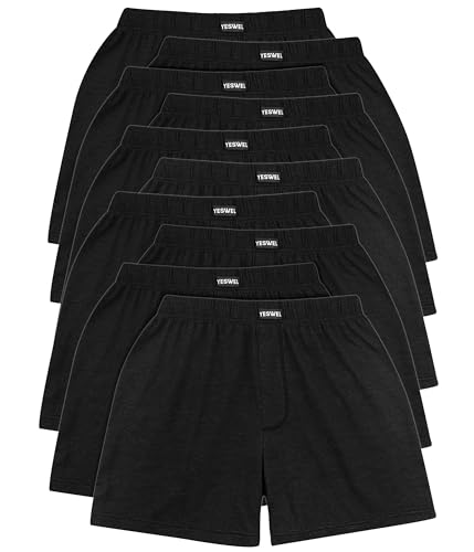 YESWEL 10 Pack Schwarz Boxershorts Herren, Atmungsaktive Baumwolle Unterhosen Männer XXL, Lockere Retroshorts von YESWEL