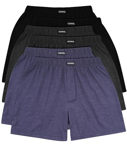 YESWEL 6er Pack Unterhosen Männer, Weit Baumwolle Unterhose Herren, Lockere Retro Unterwäsche(Mehrfarbig01,M) von YESWEL