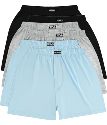 YESWEL 6er Pack Unterhosen Männer, Weit Baumwolle Unterhose Herren, Lockere Retro Unterwäsche(Mehrfarbig02,M) von YESWEL