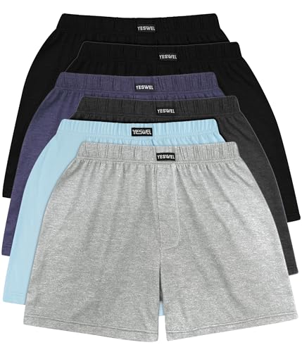 YESWEL 6er Pack Unterhosen Männer, Weit Baumwolle Unterhosen Männer, Lockere Retro Unterwäsche Herren(Mehrfarbig03,L) von YESWEL