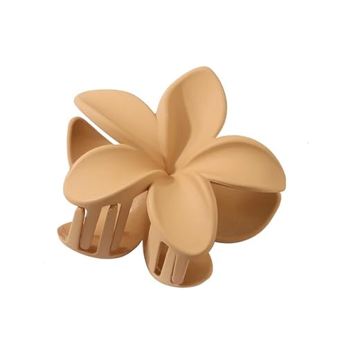 3 Stück schöne und modische große Plumeria-Blume, 13 cm, quadratisch, matt, Haarklammer, Kopfschmuck, Haarschmuck für Damen, Frosted Khaki, 3 Stück von YETONADO