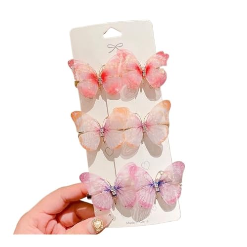 Bunte Schmetterlings-Haarnadeln für Mädchen, Haarspangen, süße Haarschmuck, Regenbogen-Kopfbedeckung, modischer Haarschmuck (Stil G, 6 Stück) von YETONADO