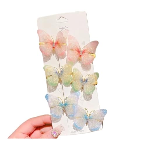 Bunte Schmetterlings-Haarnadeln für Mädchen, Haarspangen, süße Haarschmuck, Regenbogen-Kopfbedeckung, modischer Haarschmuck (Stil H, 24 Stück) von YETONADO