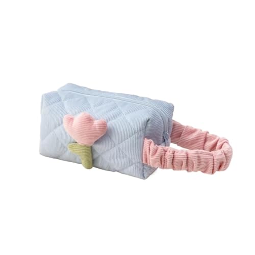Kosmetiktasche für Damen, Tulpenblumen, große Kapazität, Reise-Kosmetiktasche, Kordsamt, Reißverschluss, tragbare Aufbewahrung, Make-up-Organizer, Blaue Handgelenktasche, Einheitsgröße von YETONADO