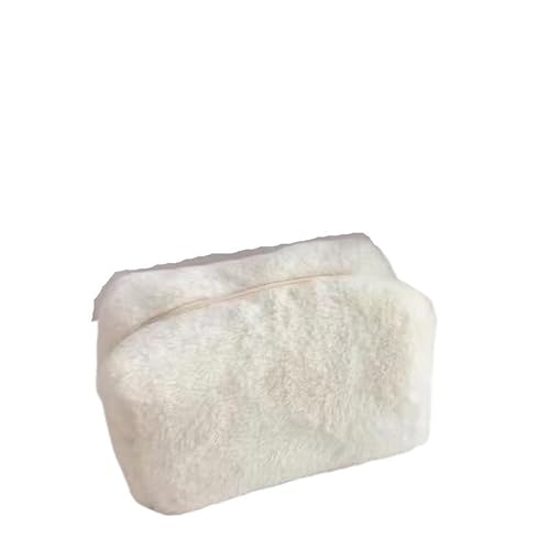 Kosmetiktasche mit Reißverschluss, groß, einfarbig, niedliches Fell, Make-up-Tasche für Damen, Reisen, Make-up, Kulturbeutel, Waschbeutel, Plüsch-Stifttasche, 4, Einheitsgröße von YETONADO