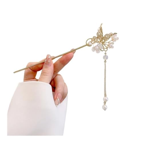 Retro-Quaste, Perlen, Strass, Haarnadel, chinesischer Stil, Haarnadel für Hochzeit, Haarschmuck, Charm, Metall-Haarnadeln, Schmuck für Damen (F) von YETONADO