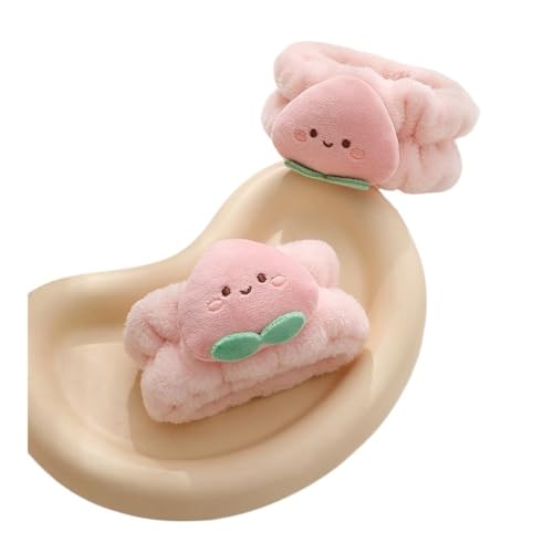 Schweißband mit Cartoon-Motiv, flexibel, saugfähig, wiederverwendbar, für Gesichtswäsche, bequem, Pfirsichfarben, 2 Paar von YETONADO