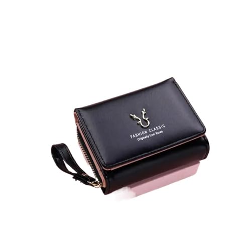 YETONADO Luxusmarke Damen Kleine Geldbörse Weiblich Kartenhalter Kurze Geldbörsen mit Münzgeldbörse für Frauen Damen PU Leder Hasp Mini Clutch, Schwarz , Einheitsgröße von YETONADO