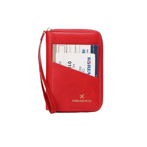 YETONADO Retro Reisepasstasche für Damen und Herren RFID Modische Reisepasshülle Multifunktional PU Leder Reisepass Clip Reisezubehör, Hz726-rot, Einheitsgröße von YETONADO