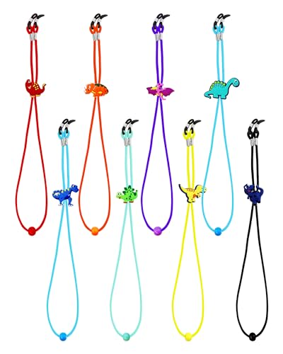 YETOOME 8 x Brillenriemen für Kinder, Dinosaurier-Motiv, rutschfest, dehnbares Brillenband Brillenhalter für Jungen und Mädchen, Mehrfarbig, 12.2 inch von YETOOME