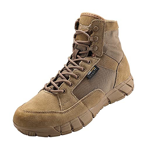 YEVHEV Tactical Schuhe Herren Leichte Militär Stiefel rutschfeste Ultralight Sportschuhe Verschleißfest Militärstiefel für Camping,Wandern,Sport,Outdoor Braun Gr.42 von YEVHEV