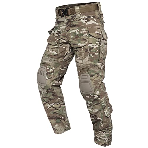 YEVHEV Taktisch Hosen Herren G3 US-Militär Camouflage Ripstop mit Knieschoner für Outdoor-Aktivitäten （Ohne Gürtel）,Mehrfarbig Cp Camo, Size XL von YEVHEV