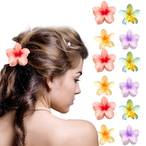 12 Stück Haarklammer Blume, Blumen Haarklammer Klein, Haarspange Blume für Damen Mädchen, Flower Hair Clip Blumenklammern Haare, Blumen Spange Haarspangen Damen Dickes Haar Haarstyling Zubehör (4 cm) von YEWCEP
