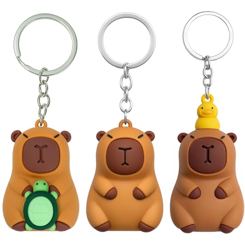 YEWCEP Capybara Schlüsselanhänger, 3 Stück Niedliche Capybara Anhänger, Lustige Schlüsselanhänger Für Rucksack Und Tasche, Für Capybara Liebhaber, Größe: 4.8 cm X 3.3 cm von YEWCEP