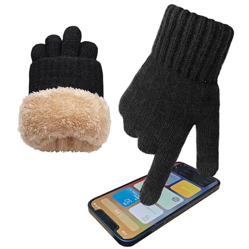 YEWCEP Handschuhe Damen Winter mit Fleecefutter, Touchscreen, Warm, Outdoor, Sport, Schwarz, Unisex-Erwachsene, Damen, Handschuhe, Bewegung und Fitness, Fahrradfahren, Beidhändig, Elastisches Band von YEWCEP