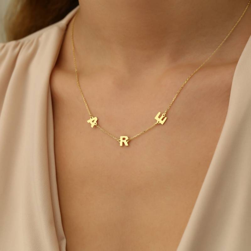 Personalisierte Initial Halskette, Benutzerdefinierte 3 Buchstaben 14K Gold Plated, 925 Sterling Silber, Name Schmuck, Geburtstagsgeschenk von YEZjewelryCo