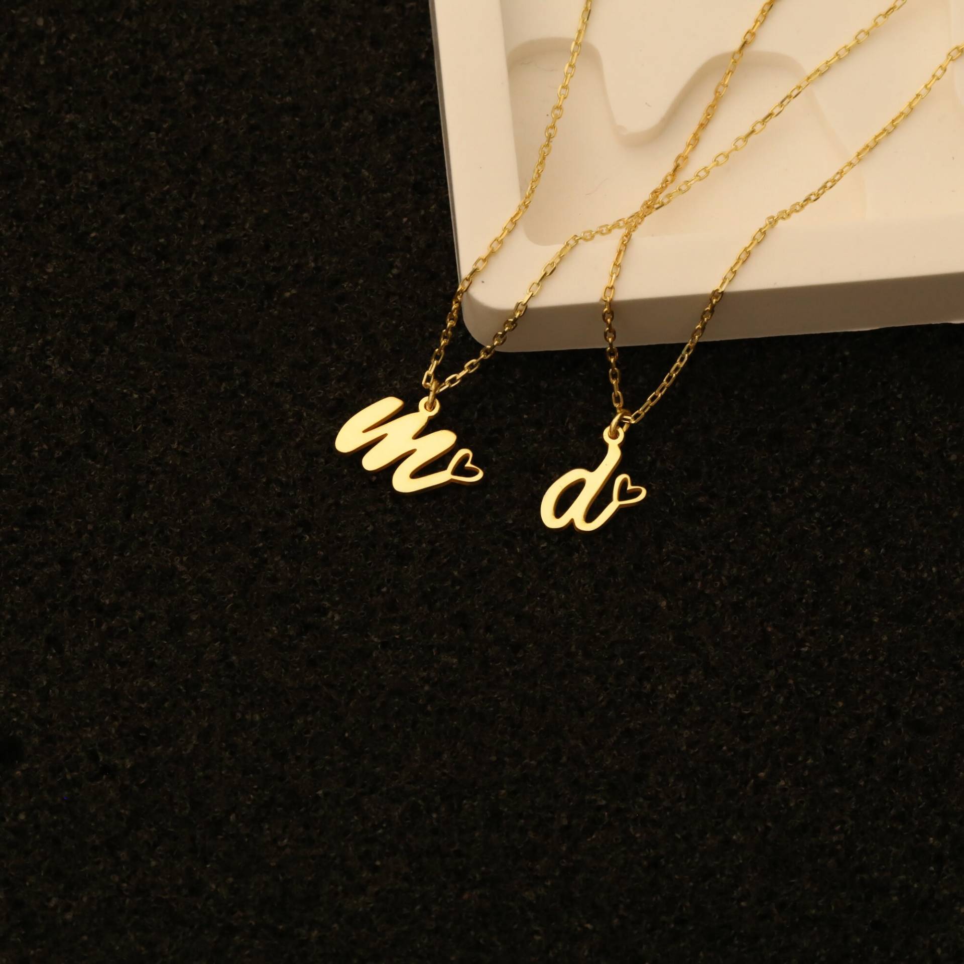 sterling Silber Herz Initial Halskette Personalisierter Buchstaben Schmuck von YEZjewelryCo