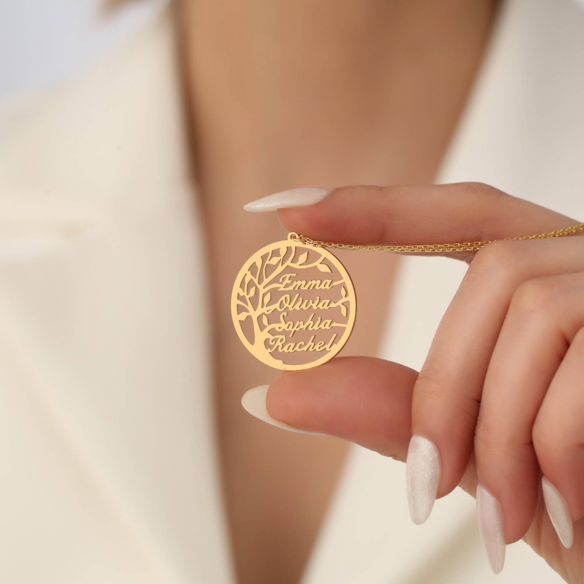 Personalisierte Stammbaum Des Lebens Halskette Personalisierter Name Anhänger von YEZjewelryCo