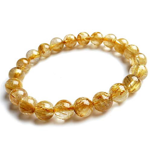Armband aus natürlichem Gelbgold, Rutilquarz, rund, 8 mm, AAAAA, One Size, Kristall Armband aus natürlichem Gelbgold, Rutilquarz, rund, 8 mm, AAAAA, One Size, Kristall von YF-Crystalbeads