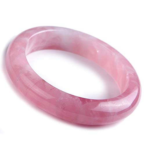 Natürlicher echter Rosenquarz rosa Edelstein Kristall Armreif Armband Innendurchmesser 58 mm von YF-Crystalbeads