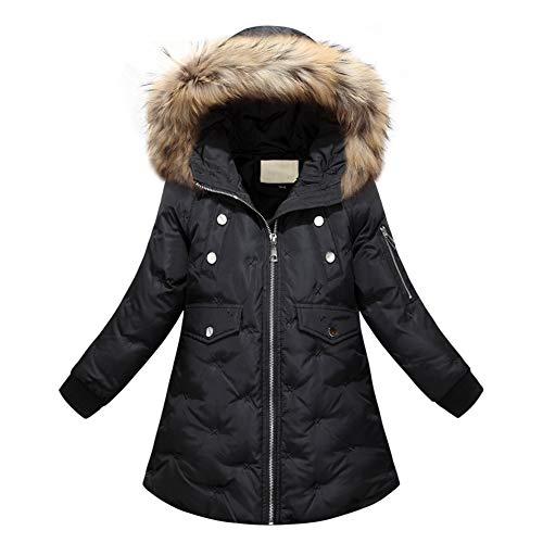 YFCH Winterjacke für Jungen Daunenmantel Kinder Mädchen Steppjacke mit Fellkapuze Verdickte Daunenjacke Outerwear Lang Jacke von YFCH