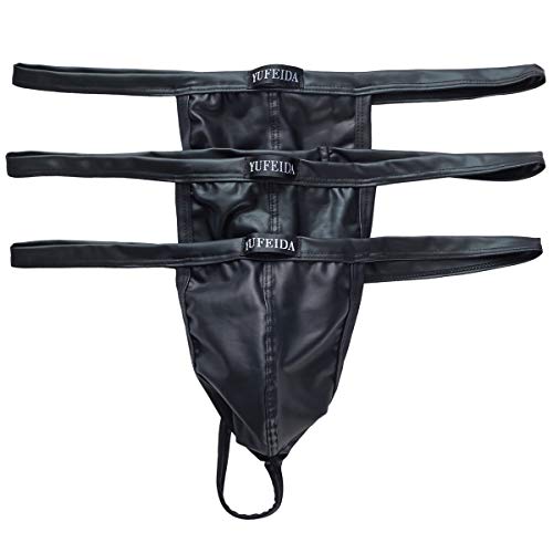 YFD Herren Boxer Slips Unterwäsche Schwarz Dessous Bikini Strings Höschen 3er Pack, Schwarz, L von YUFEIDA