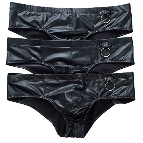 YFD Herren Boxer Slips Unterwäsche Schwarz Dessous Bikini Strings Höschen 3er Pack, Schwarz, XL von YUFEIDA