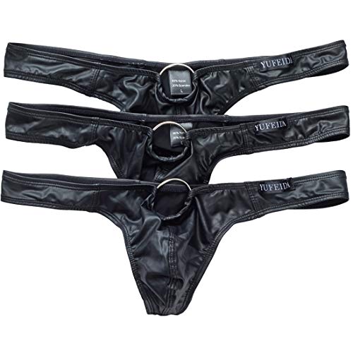 YUFEIDA Herren Boxer Slips Unterwäsche Schwarz Dessous Bikini Strings Höschen 3er Pack von YUFEIDA