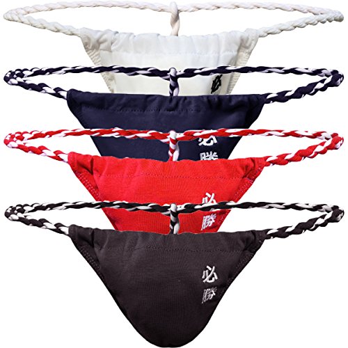 Herren String Männer Tanga Mini Sumo Wrestling Slip Dessous Bademode Unterwäsche 4er Pack (Color 1 (black/white/red/navy), M) von YFD