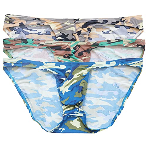 YUFEIDA Herren G-String Tanga Unterwäsche Camouflage Low Rise Briefs Unterhose Pack von YUFEIDA