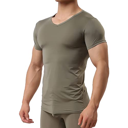 Herren Unterhemd aus Mesh Transparent Shirt Stretch T-Shirt Unterwäsche Reizwäsche von YUFEIDA