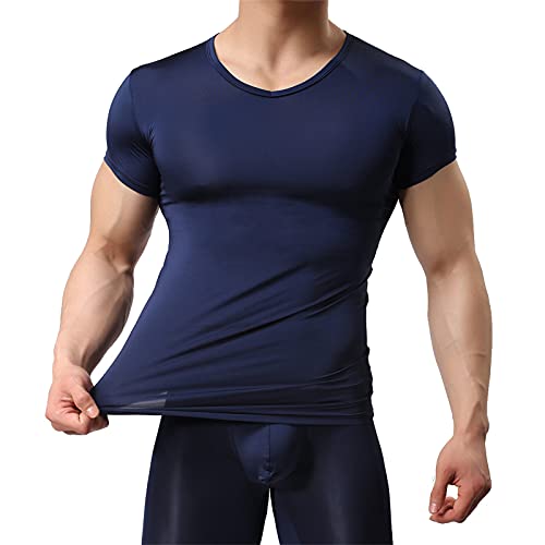 Herren Unterhemd aus Mesh Transparent Shirt Stretch T-Shirt Unterwäsche Reizwäsche von YUFEIDA