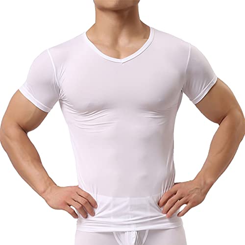 Herren Unterhemd aus Mesh Transparent Shirt Stretch T-Shirt Unterwäsche Reizwäsche von YUFEIDA