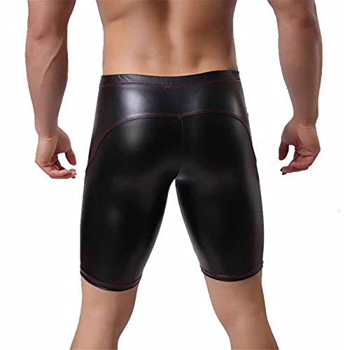 Herren Unterhose Boxershorts Wet Look Retroshorts Leggings Bademode Trunks Hosen, Schwarz, XXL von YUFEIDA