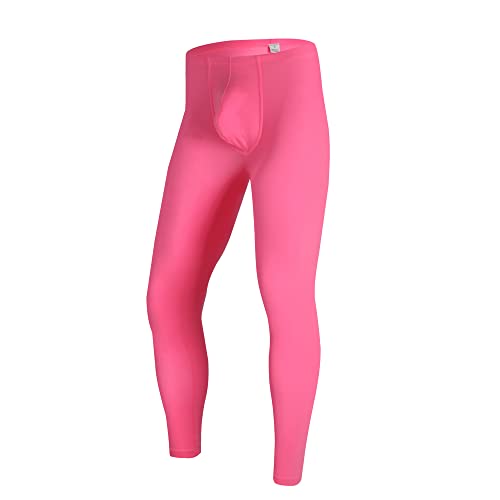 YUFEIDA Herren Lange Unterhosen mit Weichbund transparent Hose Unterwäsche Strumpfhose Leggings (XL, Rose) von YUFEIDA