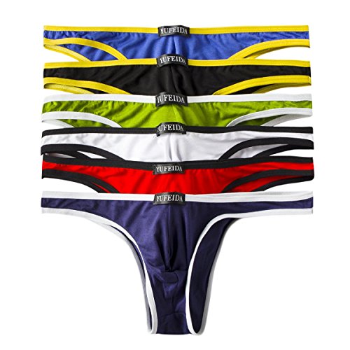 YFD Herren Bequemer Modal Slip G-String Sexy Tief sitzende Stringtanga Unterwäsche 6 Stück Gr. Medium, Briefs1 von YFD