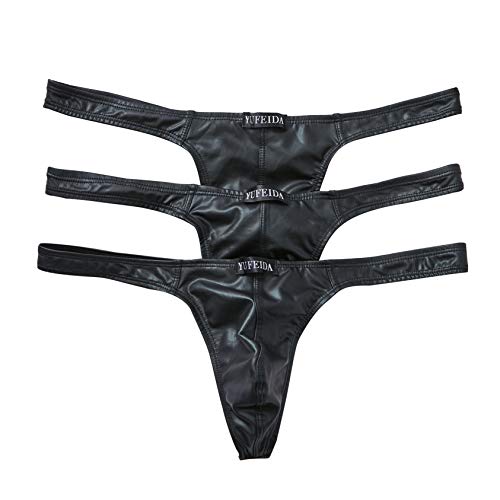 YUFEIDA Sexy Herren Boxer Slips Unterwäsche Schwarz Dessous Strings Höschen 3-Stück von YUFEIDA