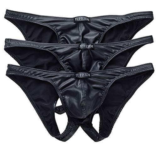 YUFEIDA Sexy Herren Boxer Slips Unterwäsche Schwarz Dessous Strings Höschen 3-stück Bikinis von YUFEIDA
