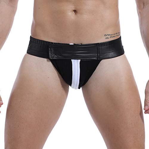 YUFEIDA Herren Boxer Slips Unterwäsche Schwarz Dessous Bikini Strings Höschen(L, Zipper 1) von YUFEIDA