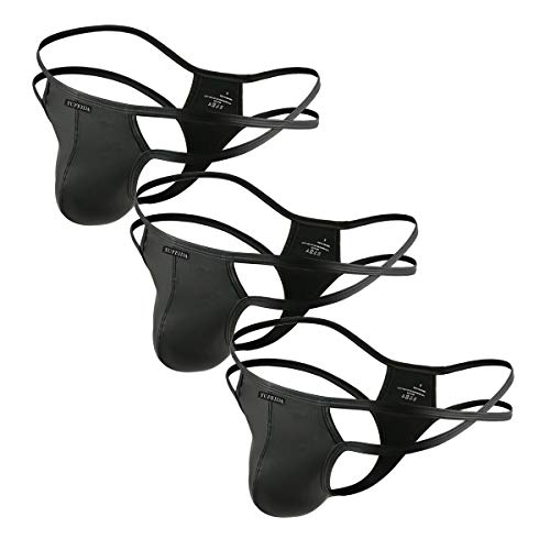 YUFEIDA Herren Boxer Slips Unterwäsche Schwarz Dessous Bikini Strings Höschen 3er Pack von YUFEIDA