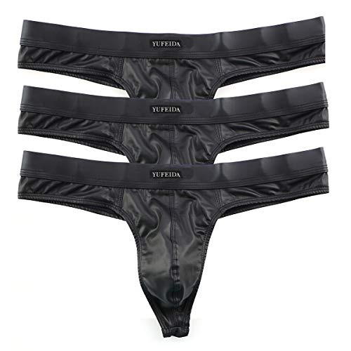 YUFEIDA Herren Boxer Slips Unterwäsche Schwarz Dessous Bikini Strings Höschen 3er Pack von YUFEIDA