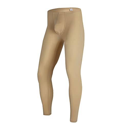 YUFEIDA Herren Lange Unterhosen mit Weichbund transparent Hose Unterwäsche Strumpfhose Leggings (XXL, Beige) von YUFEIDA
