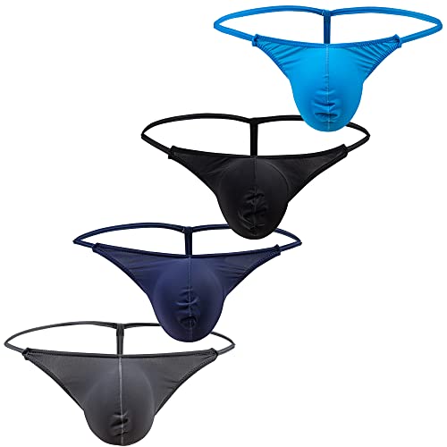 YFD Herren String Männer Tanga Mini Sumo Wrestling Slip Dessous Bademode Unterwäsche 4er Pack (L (Taille 76-81cm), Summer Silk Thongs-4) von YFD