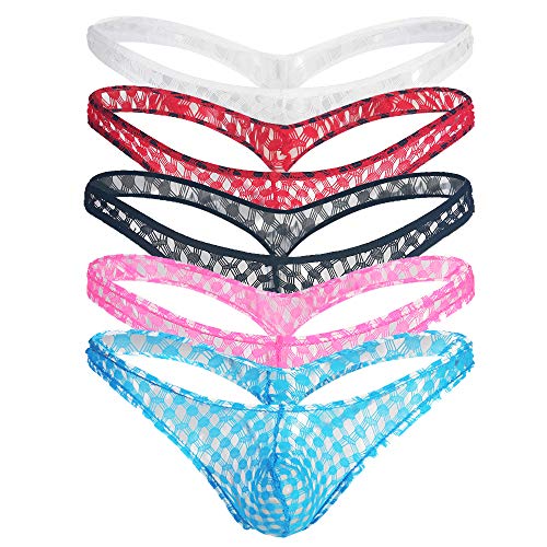 YFD Herren String Slips Männer Dessous Tanga Schlüpfer Unterwäsche 3er Pack (M, Strings 5pcs) von YFD